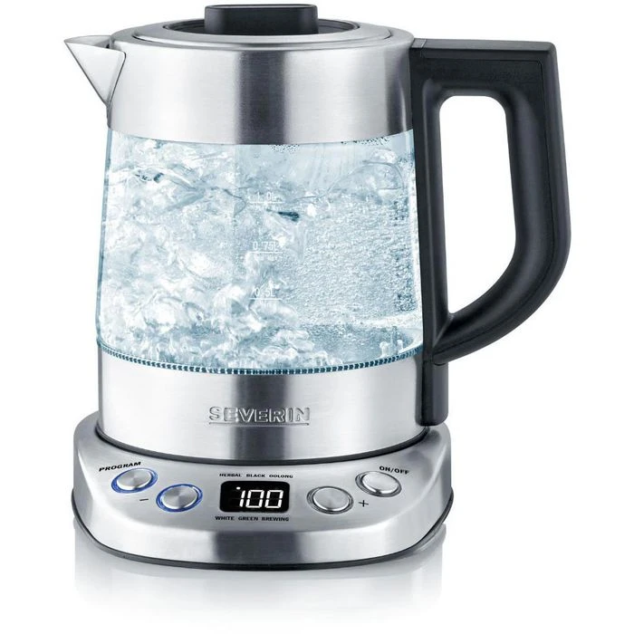 Severin Wasserkocher WK 3473, Deluxe Mini, 1,0 Liter, 2200 W, Mit Temperatureinstellung, Glas 1 Severin Wasserkocher WK 3473, Deluxe Mini, 1,0 Liter, 2200 W, Mit Temperatureinstellung, Glas
