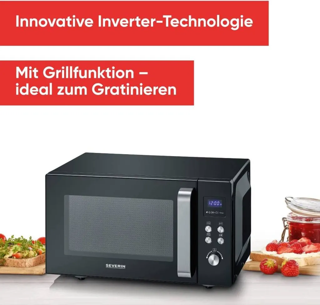 SEVERIN Inverter-Mikrowelle Mit Grillfunktion, Mikrowelle Mit 10 Automatikprogrammen, Schwarz, Edelstahl, MW 7760 6 SEVERIN Inverter-Mikrowelle Mit Grillfunktion, Mikrowelle Mit 10 Automatikprogrammen, Schwarz, Edelstahl, MW 7760 – Bild 6
