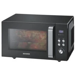 Severin Mikrowelle MW 7763, Mit Grill, 900 Watt, Glasboden, Garraum 25 Liter, Schwarz
