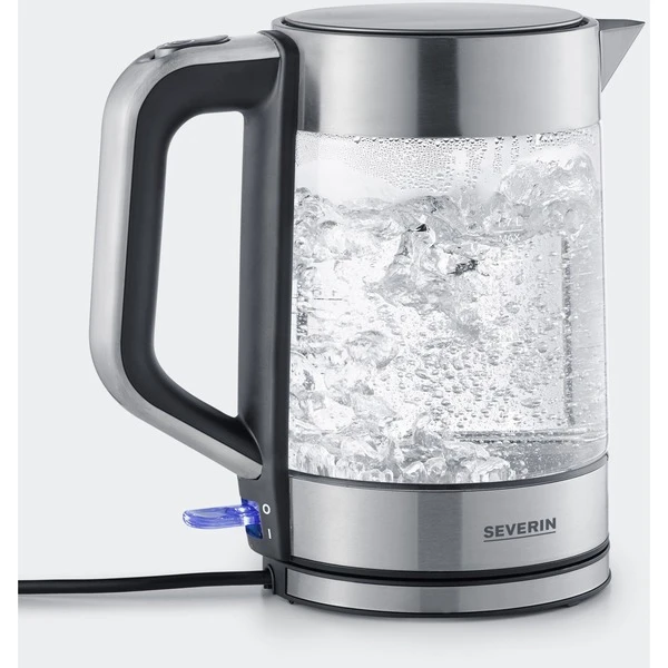 Severin Glas-Wasserkocher WK 3420 (edelstahl (gebürstet)/schwarz, 1,7 Liter) 2 Severin Glas-Wasserkocher WK 3420 (edelstahl (gebürstet)/schwarz, 1,7 Liter) – Bild 2