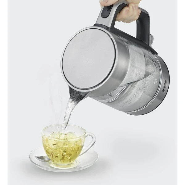 Severin Glas-Wasserkocher WK 3420 (edelstahl (gebürstet)/schwarz, 1,7 Liter) 7 Severin Glas-Wasserkocher WK 3420 (edelstahl (gebürstet)/schwarz, 1,7 Liter) – Bild 7