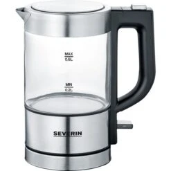 Severin Mini Glas-Wasserkocher WK 3472 (edelstahl/schwarz, 0,5 Liter)