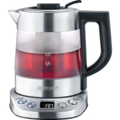 Severin Tee-/Wasserkocher Deluxe Mini WK 3473 (edelstahl (gebürstet)/schwarz, 1,0 Liter)
