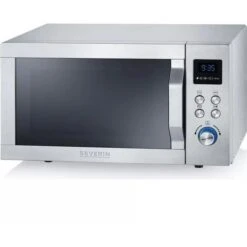 Severin Mikrowelle MW 7751, Mit Grill, 800 Watt, Grill 1000 W, Garraum 20 Liter, Silber